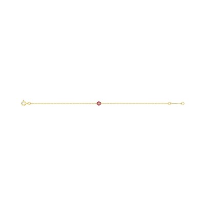 Bracelet en or jaune, rubis et diamant 0.01ct