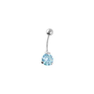Piercing nombril en acier et pierre bleu