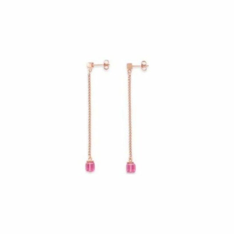 Boucles d'oreilles Coeur de Lion en cristaux et métal doré rose