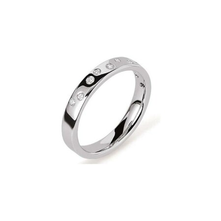 Alliance en or blanc et diamants de 0.16ct, 3.5mm