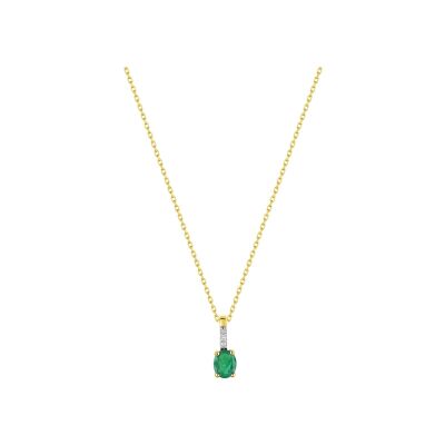 Pendentif en or jaune, émeraude et diamant 0.01ct