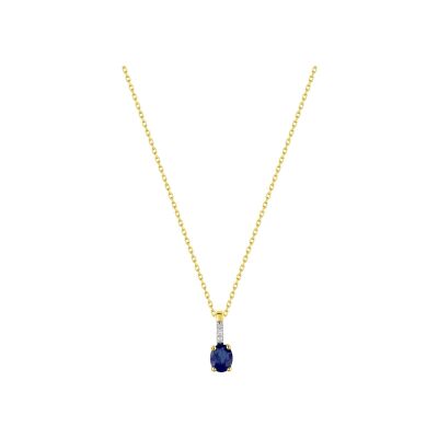Pendentif en or jaune, saphir et diamant 0.01ct