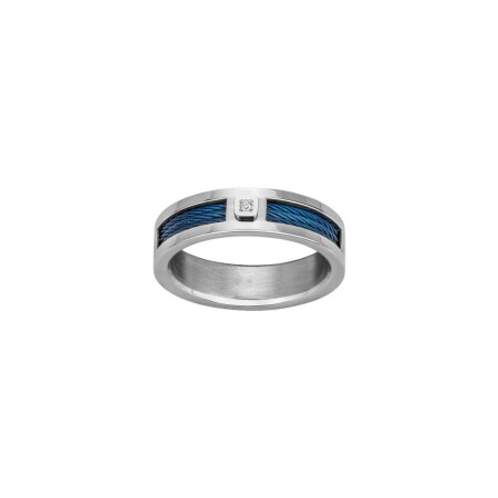 Bague Phebus en acier et diamant