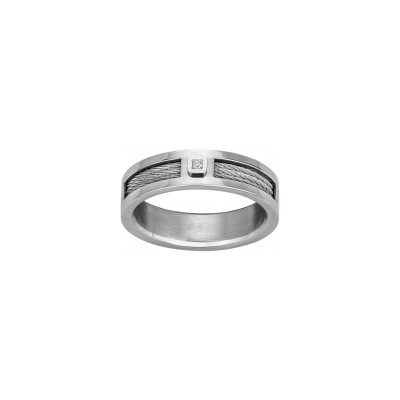 Bague Phebus en acier et diamant