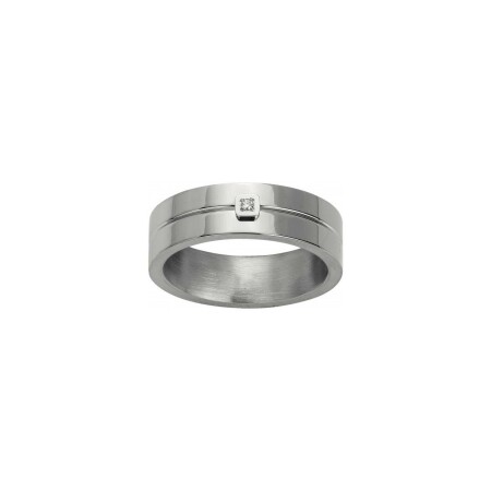 Bague Phebus en acier et diamant