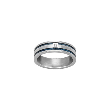 Bague Phebus en acier et diamant