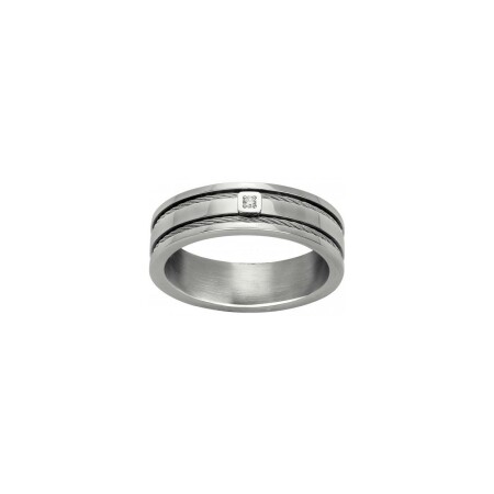 Bague Phebus en acier et diamant