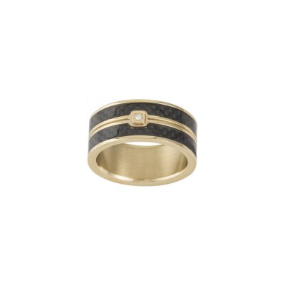 Bague Phebus en acier, carbone et diamant