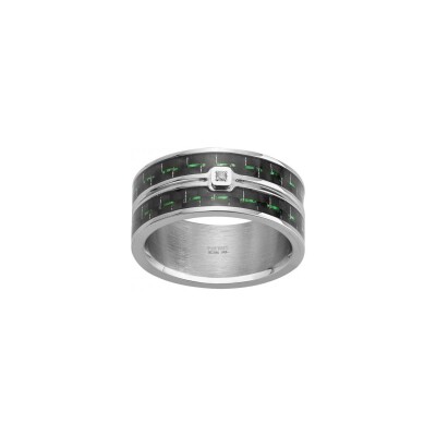 Bague Phebus en acier et diamant