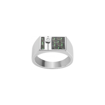 Bague Phebus en acier et diamant, taille 70