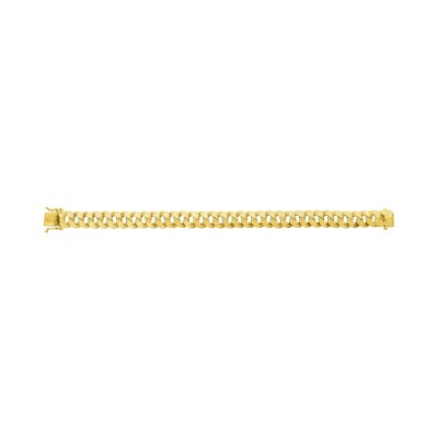 Bracelet chaîne maille gourmette lapidée en or jaune, taille 20cm