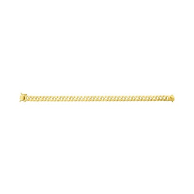 Bracelet chaîne maille gourmette lapidée en or jaune, taille 19cm