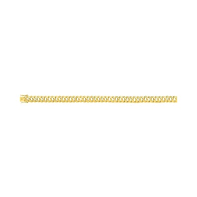 Bracelet chaîne maille gourmette lapidée en or jaune, taille 19cm