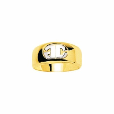 Chevalière en or jaune et or blanc