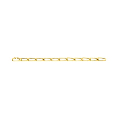 Bracelet chaîne maille cheval 7mm en or jaune, taille 21cm