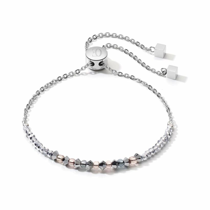 Bracelet Cœur de Lion en acier, cristaux et perles rocailles en verre