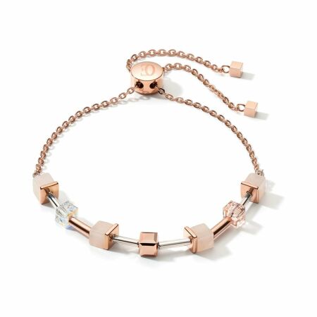 Bracelet Cœur de Lion en métal doré rose, aventurine rosé et cristaux