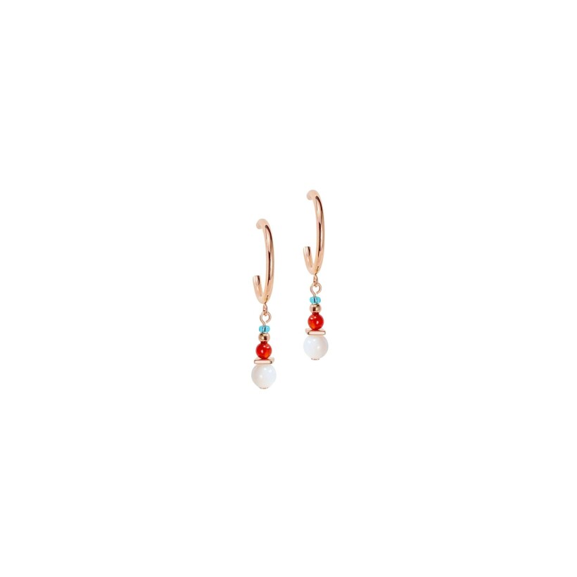 Boucles d'oreilles Cœur de Lion en métal doré rose, cristaux et verre