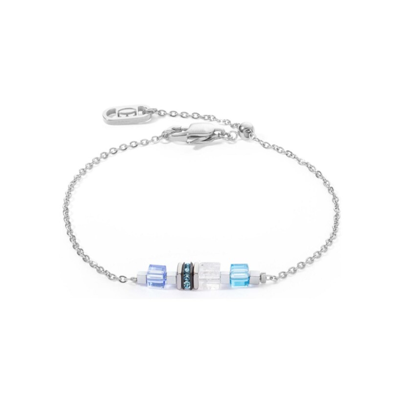 Bracelet Coeur de Lion en acier, cristaux, strass et cristal de roche