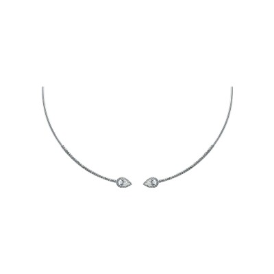 Collier Poire diamants or blanc