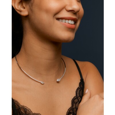 Collier Poire diamants or blanc