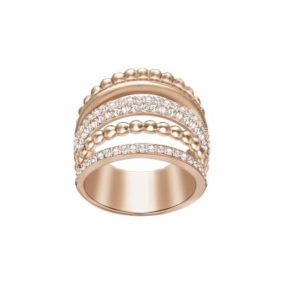 Bague Swarovski Click Wide en cristaux Swarovski et métal doré rose, taille 55