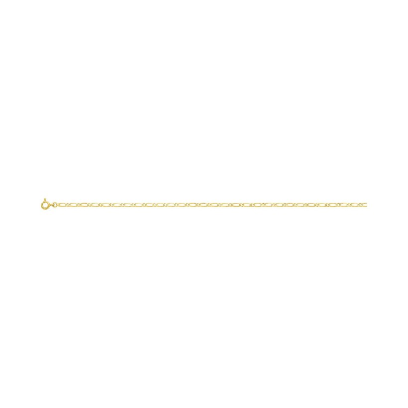 Chaîne alternée ultra-plate 1+1 en or jaune, 50cm