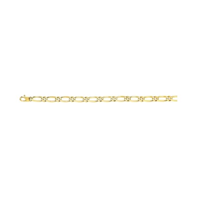 Chaîne alternée ultra-plate 1+1 en or jaune, 50cm