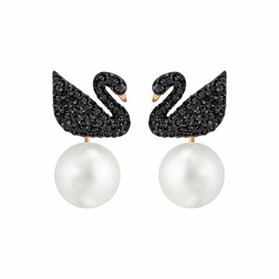 Boucles d'oreilles Swarovski Iconic Swan en cristaux Swarovski et métal doré rose