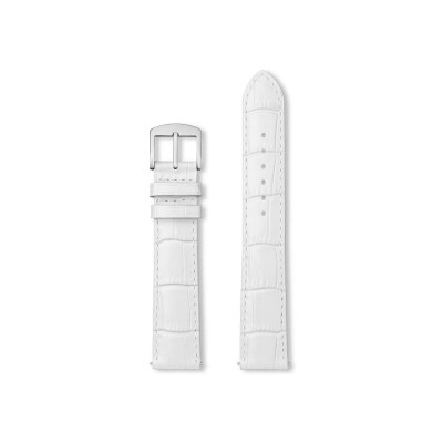 Bracelet montre Rochet Yaounde en cuir grain alligator brillant blanc - 12mm