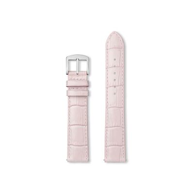 Bracelet montre Rochet Yaounde en cuir grain alligator brillant rose pâle - 14mm
