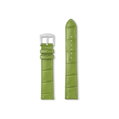 Bracelet montre Rochet Yaounde en cuir grain alligator brillant vert pomme - 12mm