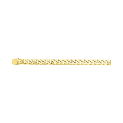 Bracelet chaîne maille gourmette 10mm en or jaune, taille 21cm