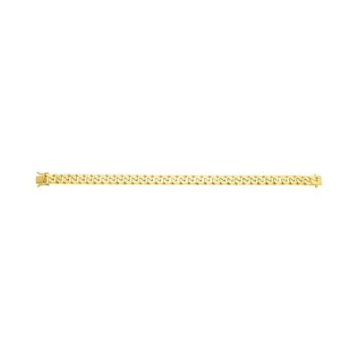 Bracelet chaîne maille gourmette 7mm en or jaune, taille 21cm