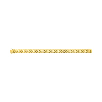 Bracelet chaîne maille gourmette 8mm en or jaune, taille 21cm