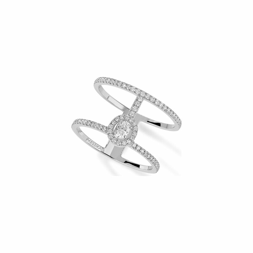Messika Glam’Azone Amazone double row ring, white gold, pavé diamonds