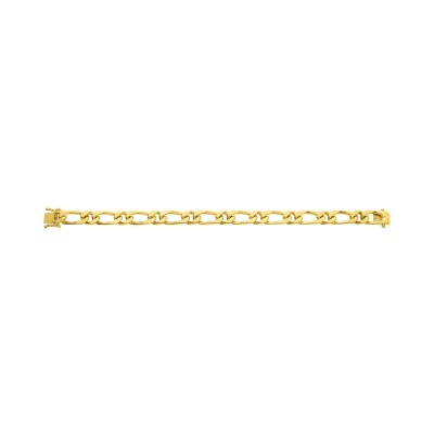 Bracelet chaîne maille alternée 7mm en or jaune