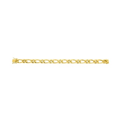 Bracelet chaîne maille alternée 8mm en or jaune, taille 21cm