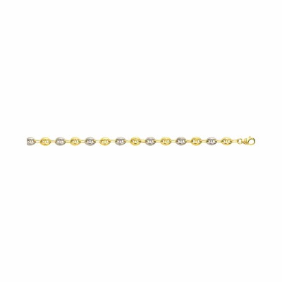 Chaîne grain de café en or jaune et or blanc, 50cm