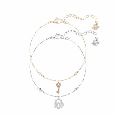 Bracelet Swarovski Crystal Wishes Key en cristaux Swarovski et métal doré rose, taille M