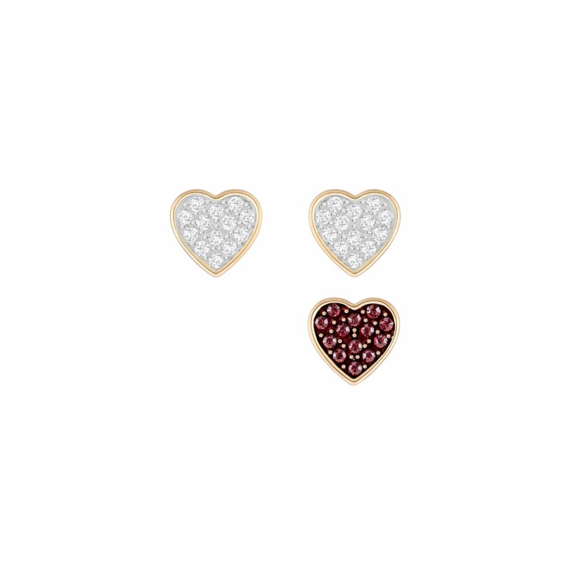 Boucles d'oreilles Swarovski Crystal Wishes Heart en cristaux Swarovski et métal doré rose