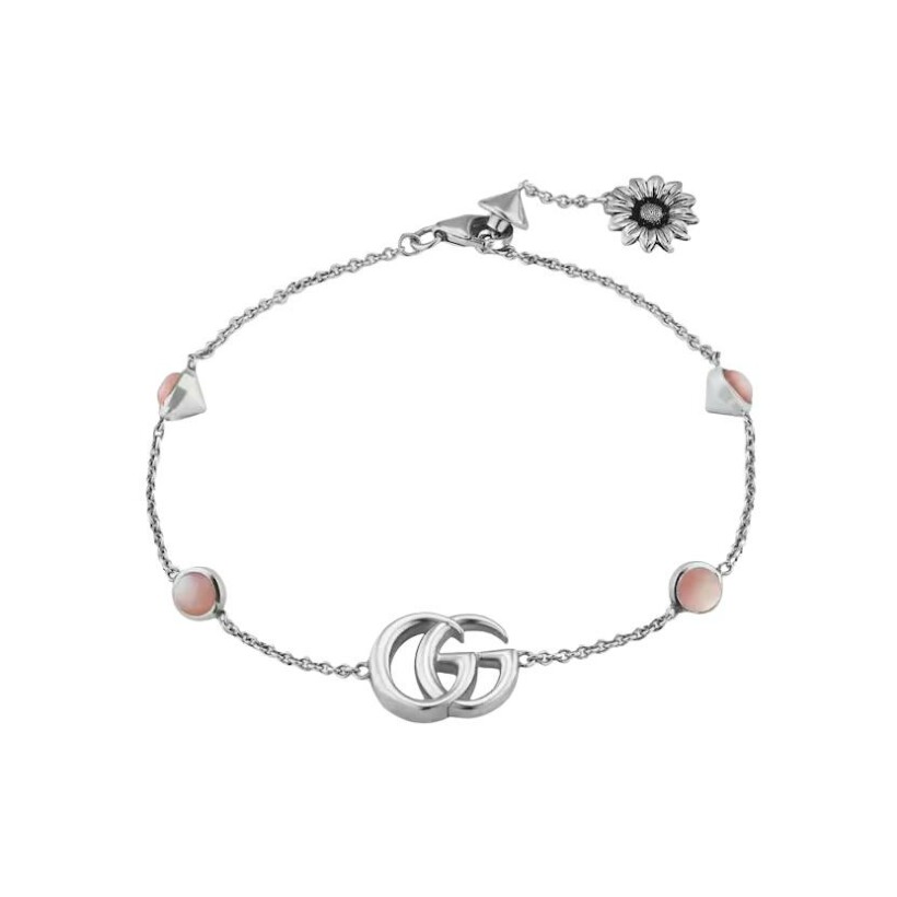 Bracelet Gucci double G en argent et en nacre rose