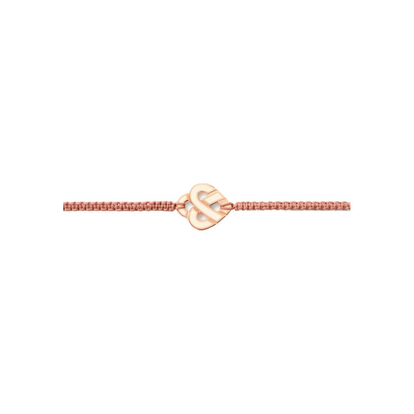 Bracelet Poiray Cœur entrelacé en or rose et email