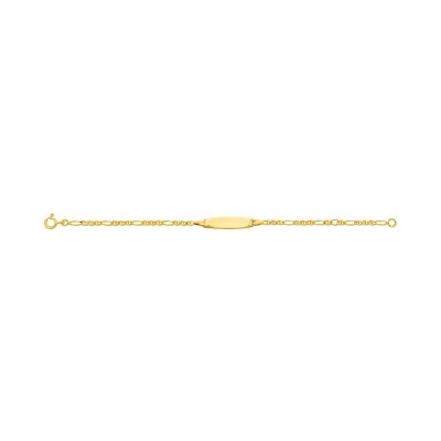 Gourmette Bébé maille alternée en or jaune, taille 14cm