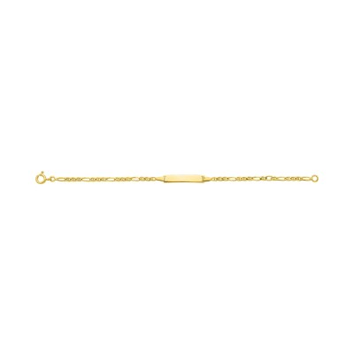 Gourmette Bébé maille alternée en or jaune, taille 14cm