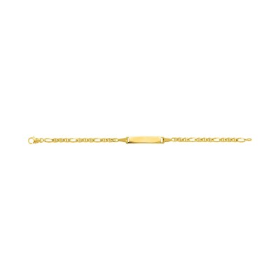 Gourmette Bébé maille alternée en or jaune, taille 16cm