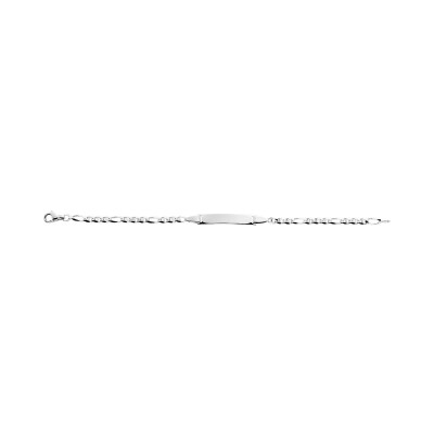 Gourmette Bébé maille alternée en or blanc