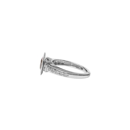 Bague Isabelle Barrier en or blanc, diamants et saphir rose, taille 53