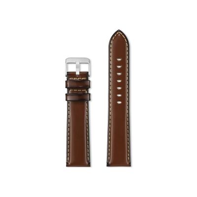 Bracelet montre Rochet Derby en cuir patiné brillant cognac - 20mm