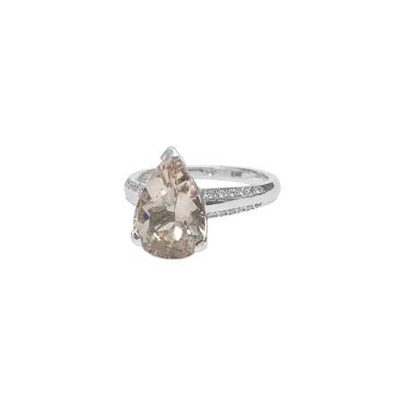 Bague Isabelle Barrier en or blanc, diamants et morganite, taille 53